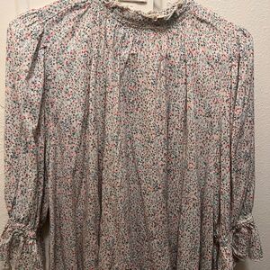 Free People High Neck Flutter Detail Blouse